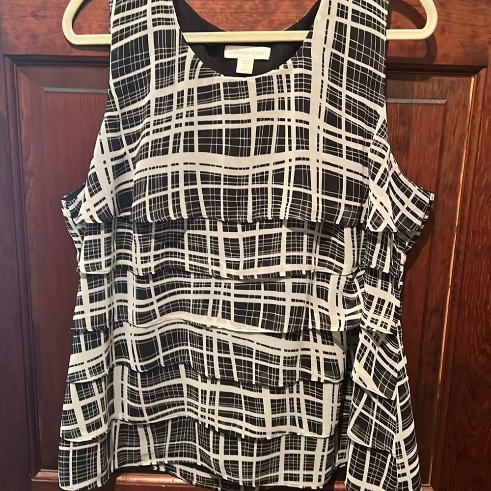 Coldwater Creek sheer print layered top
